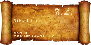 Nika Lili névjegykártya